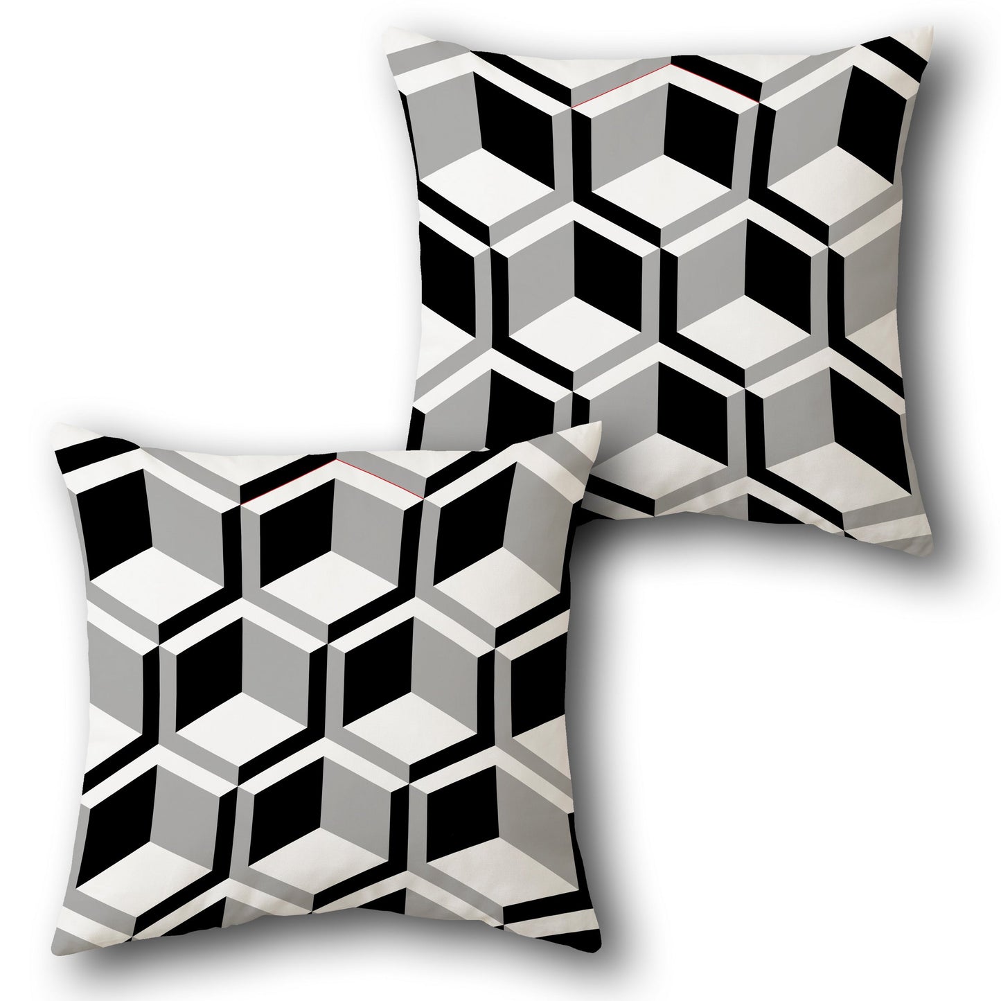 Black and White 3D Cube Design Cushion Single (Front & Back)