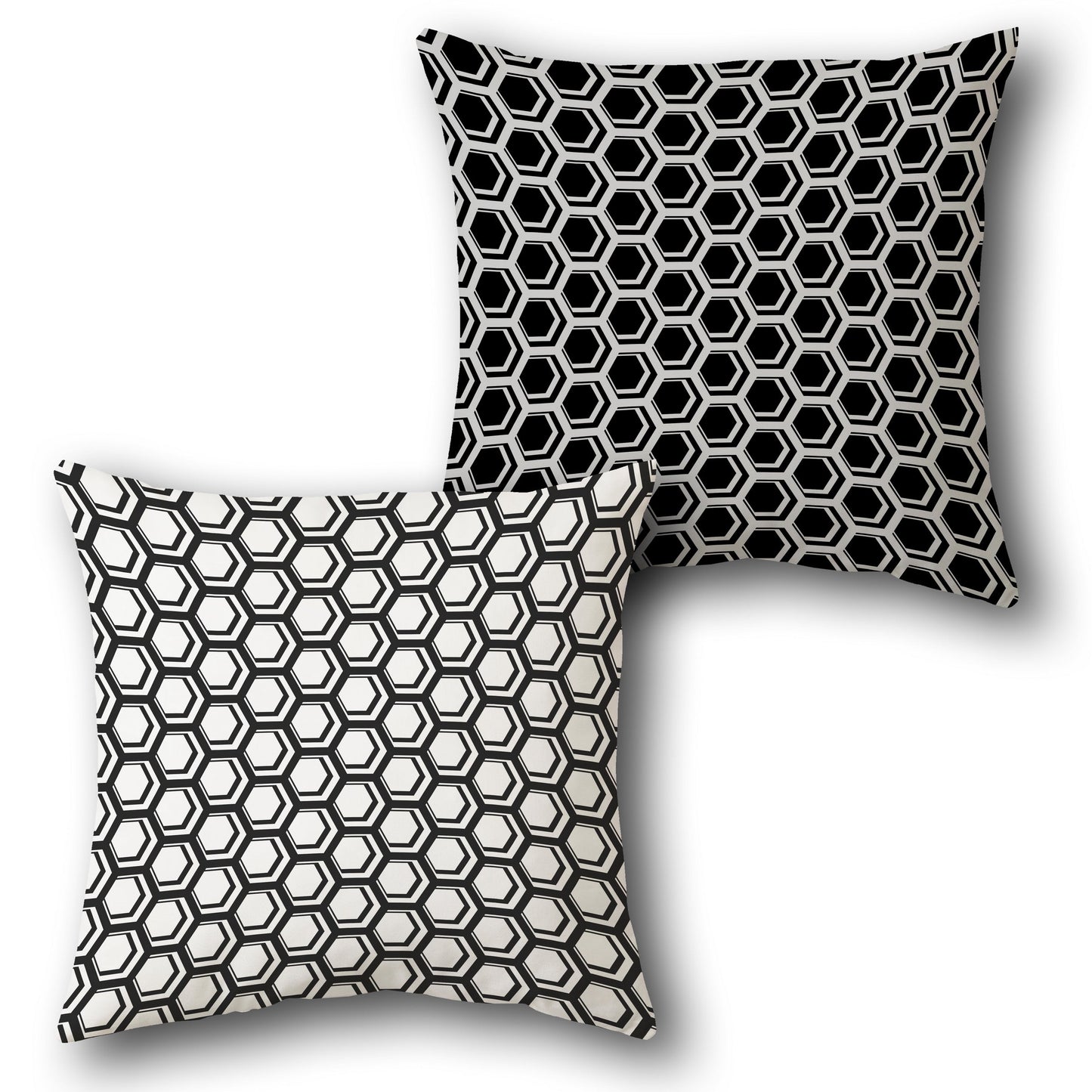 Monochrome HexaGrid Design Cushion Single (Front & Back)