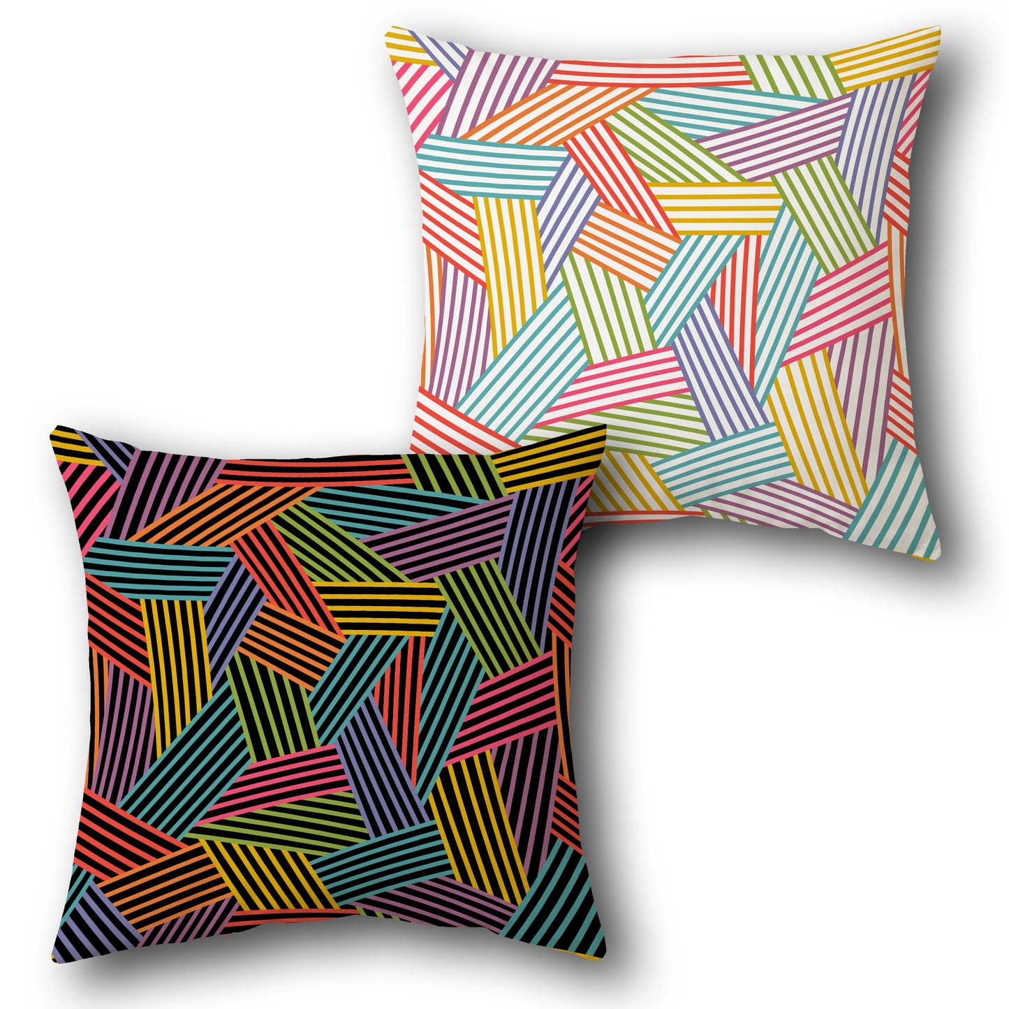 Dual Tone Stripe Mosaic Design Cushion Single (Front & Back)
