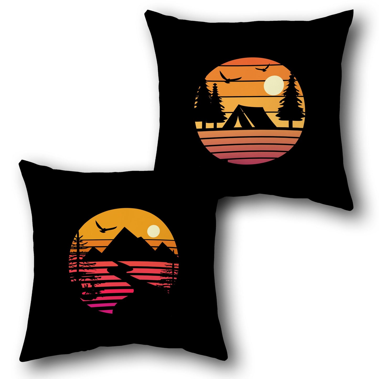 Wilderness Sun Camping Design Cushion Single (Front & Back)