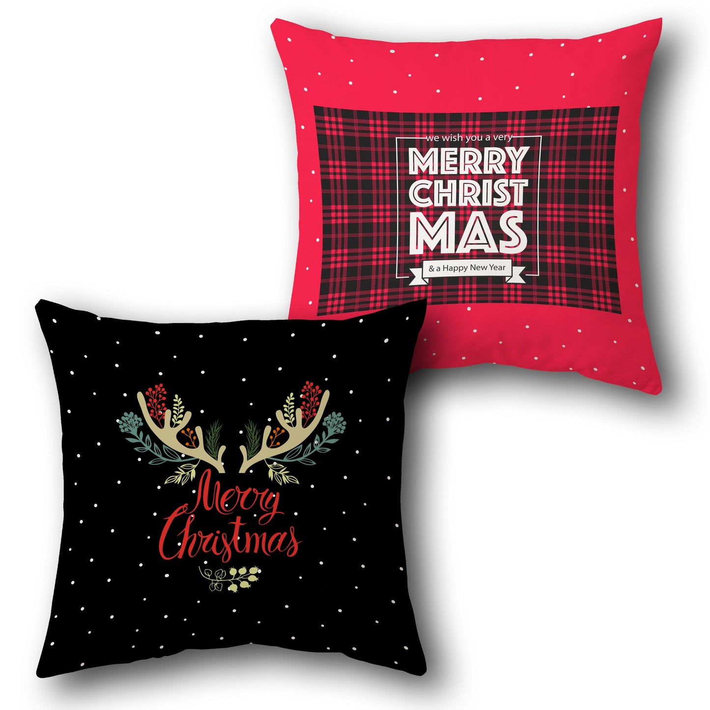 Santa on Skateboard "I Love Christmas" in Red Design Cushion Single (Front & Back)