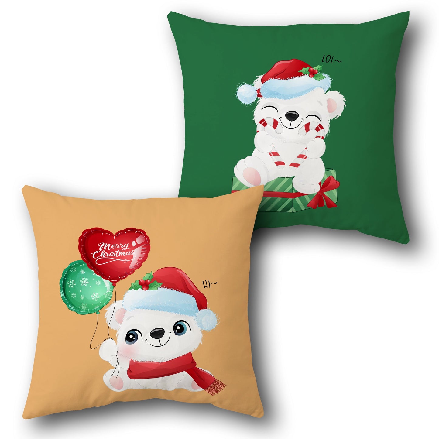 Festive Polar Bear Design Cushion Single (Front & Back)
