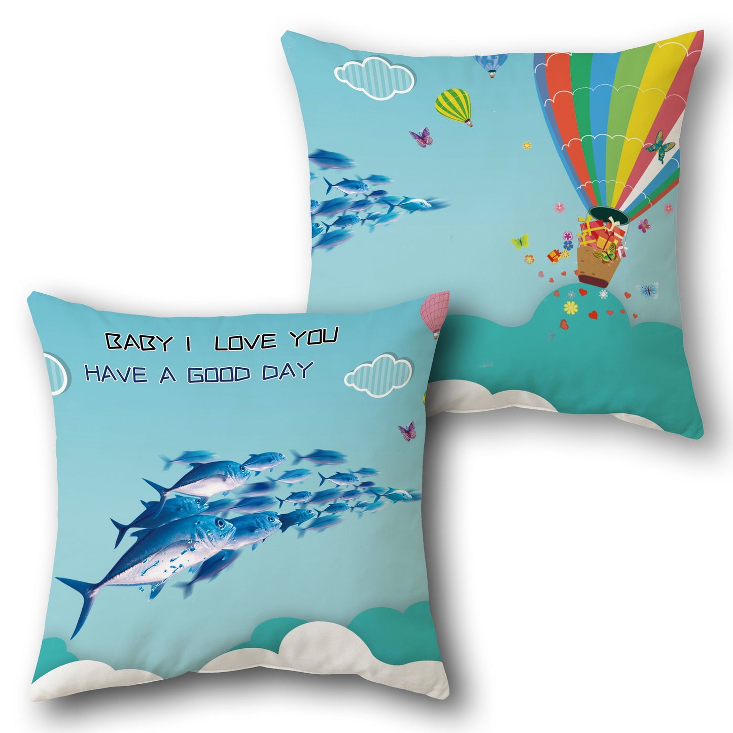 Celestial Dreams Design Cushion Single (Front & Back) - Navy Blue with Gold and White