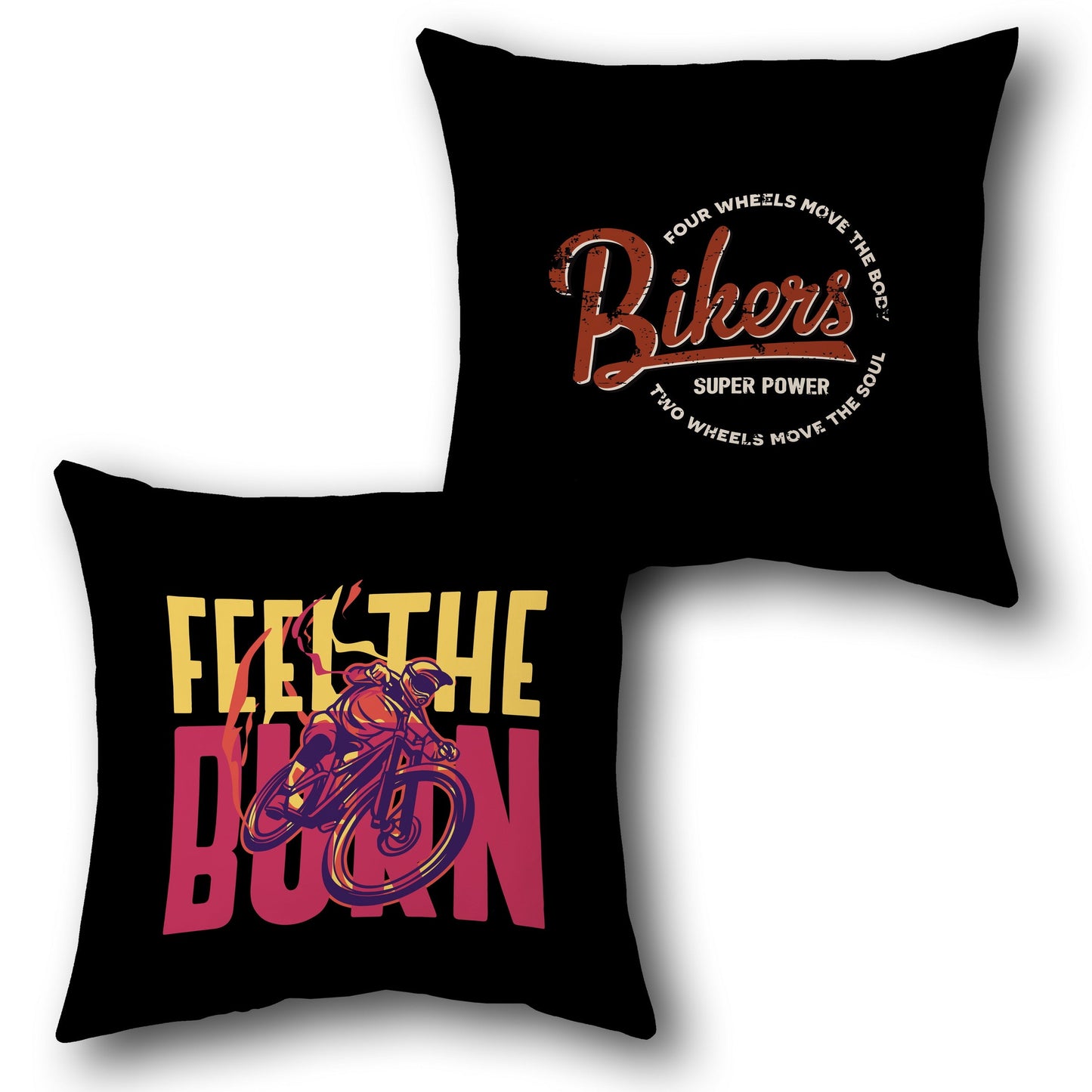 "Ride the Burn" Biker Design Cushion Single (Front & Back)