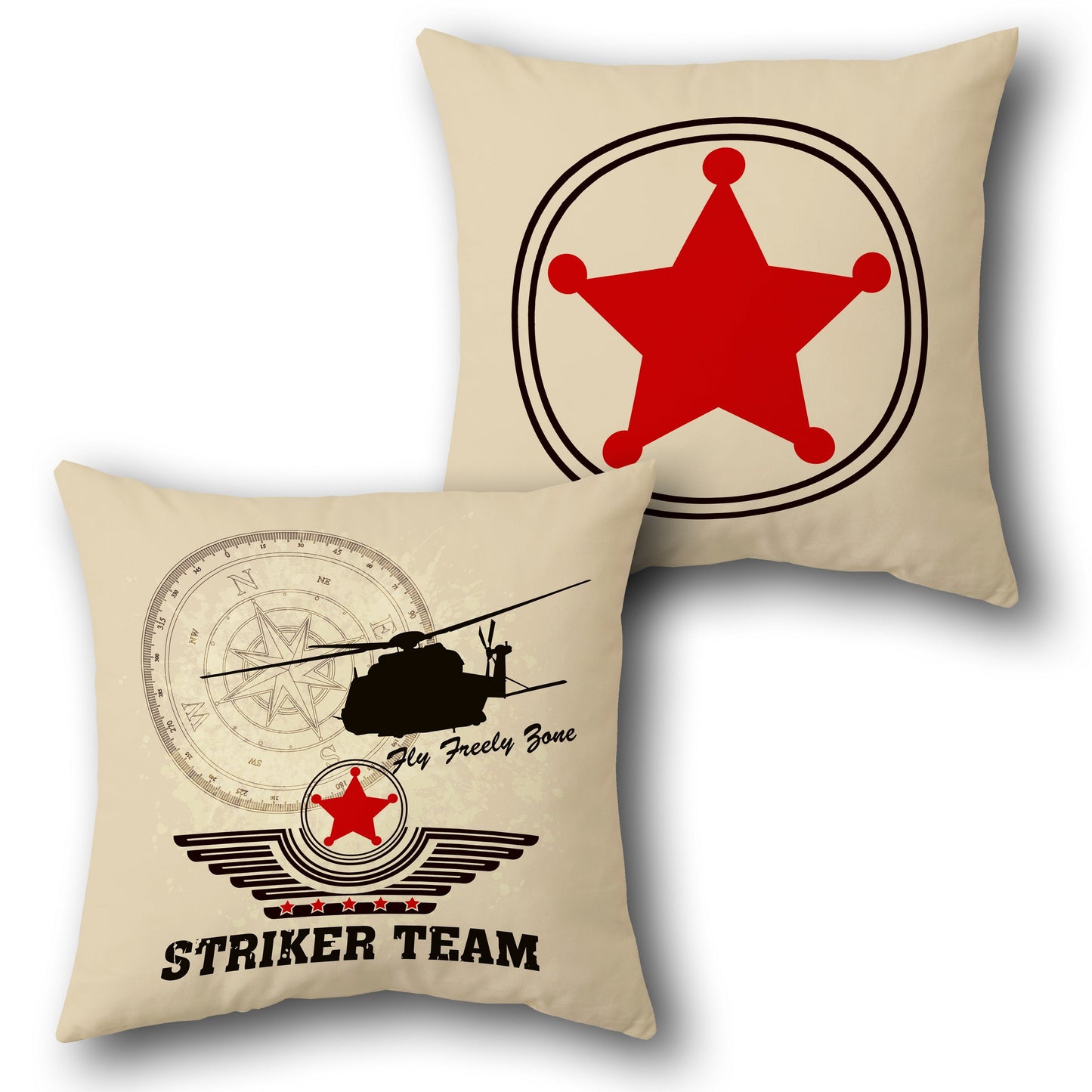 Striker Team Beige Throw s Design Cushion Single (Front & Back)
