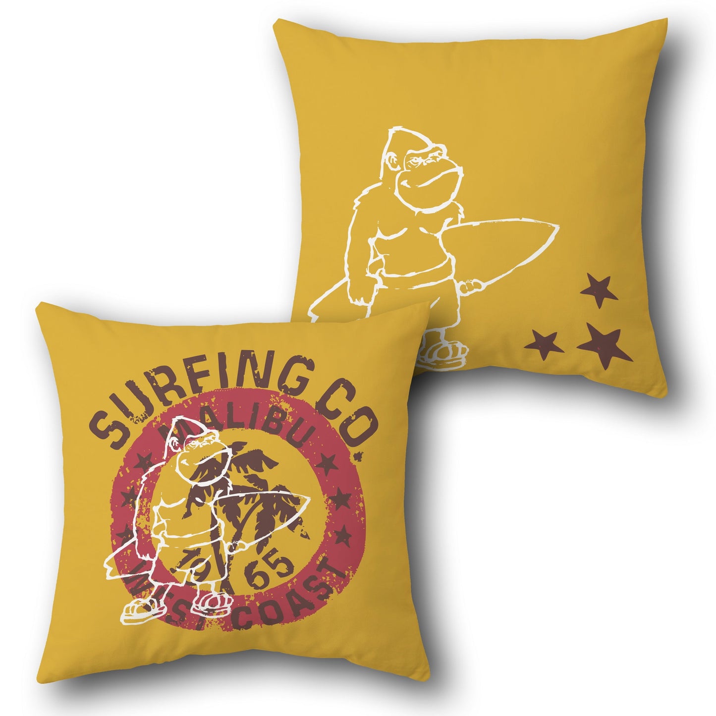 Malibu Surfing Co. Yellow Throw s Design Cushion Single (Front & Back)