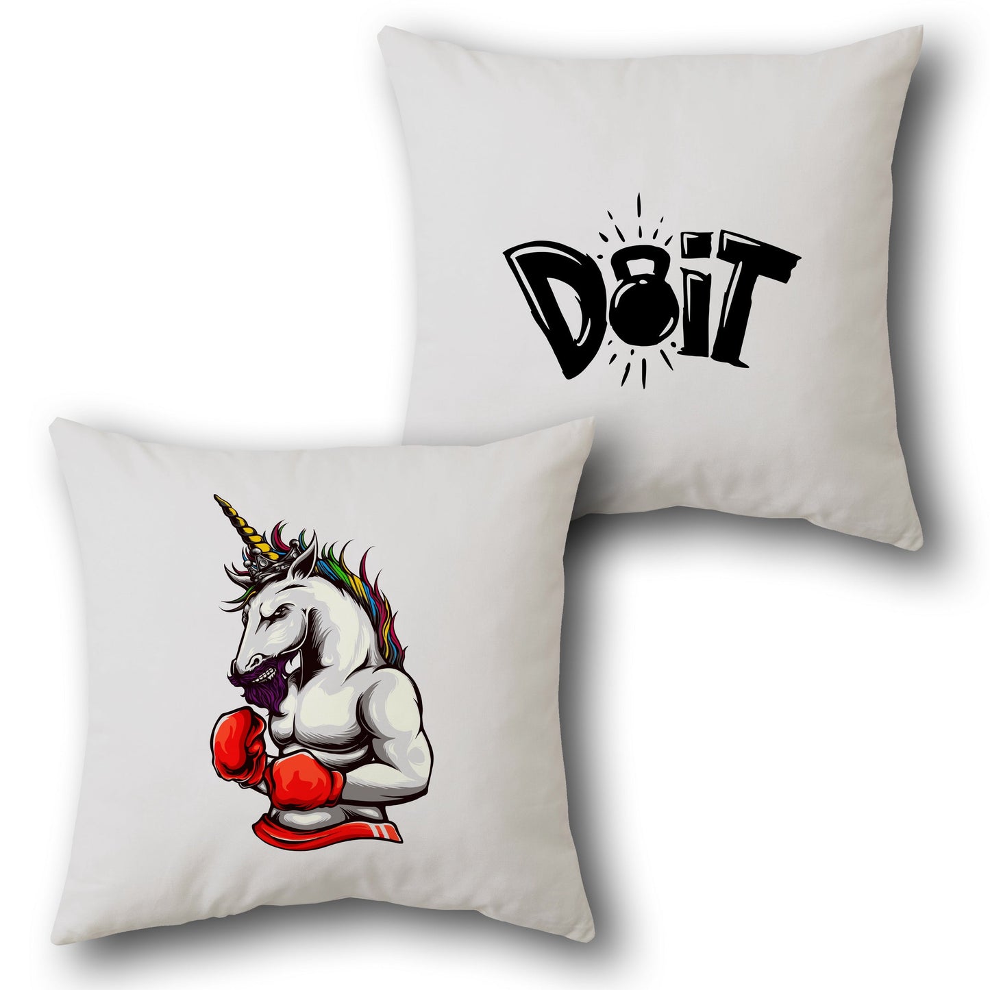 Unicorn Fighter Throw Design Cushion Single (Front & Back)