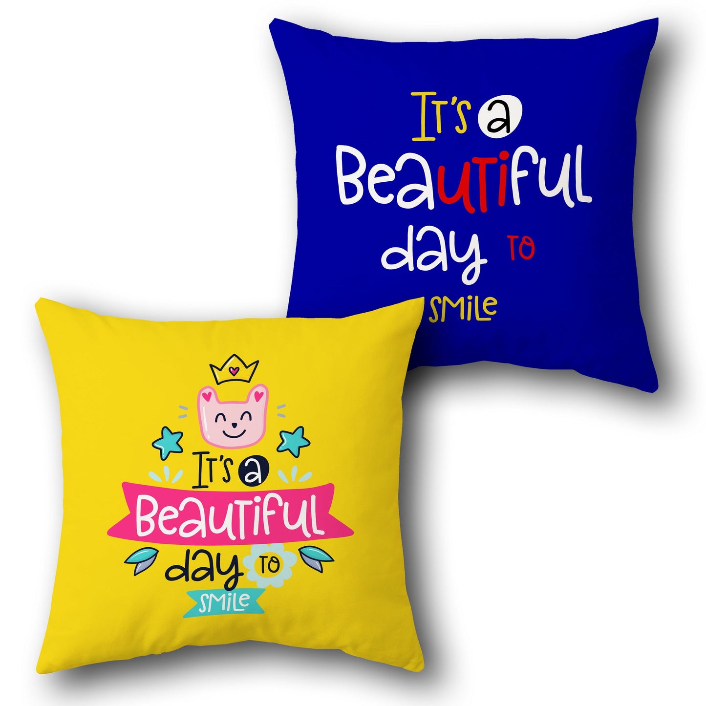 "It's a Beautiful Day to Smile" Cushion (Single, Front & Back)