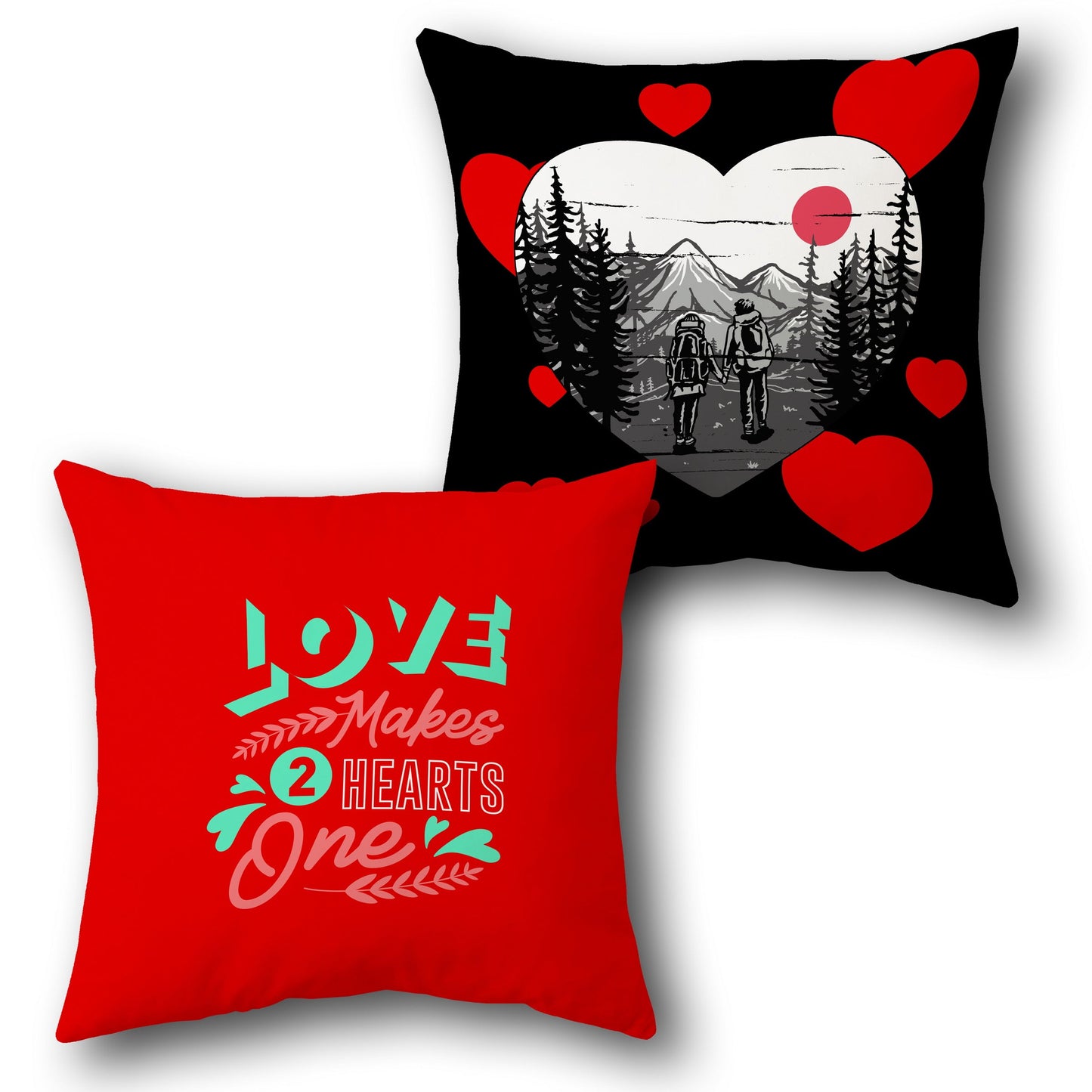 "Love Makes Hearts One Adventure Cushion (Front & Back)"