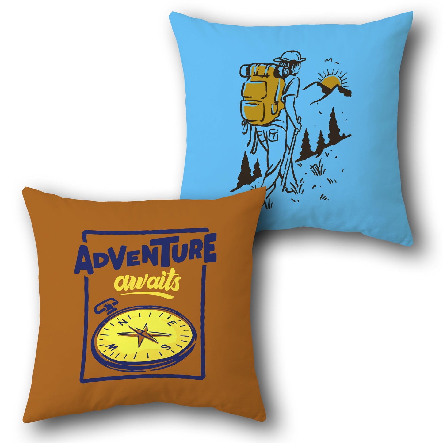 "Adventure Awaits Hiking Cushion (Front & Back)"