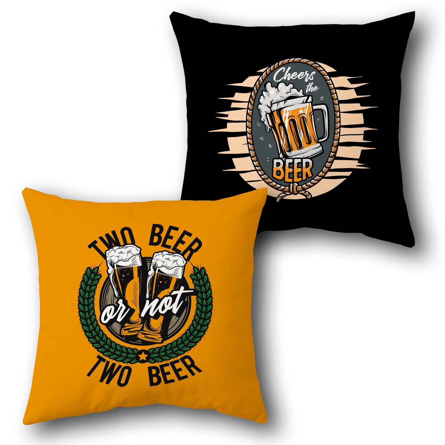 "Two Beer Cheers Cushion (Front & Back)"