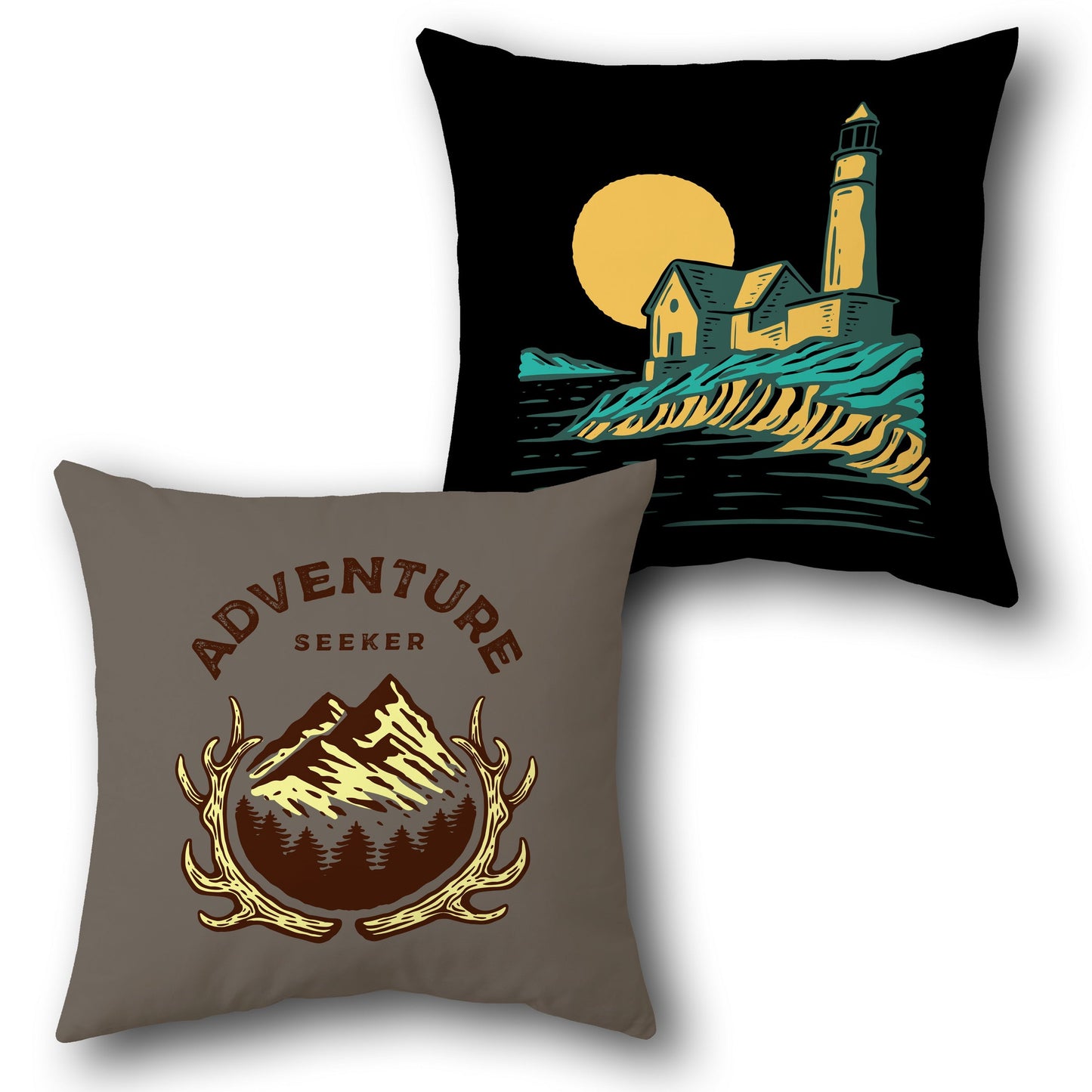"Adventure Seeker Lighthouse Cushion (Front & Back)"