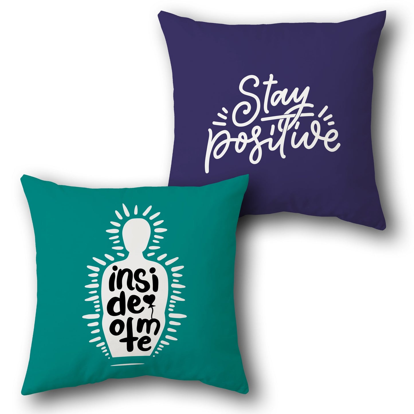 Stay Positive Optimist Teal Cushion (Front & Back)