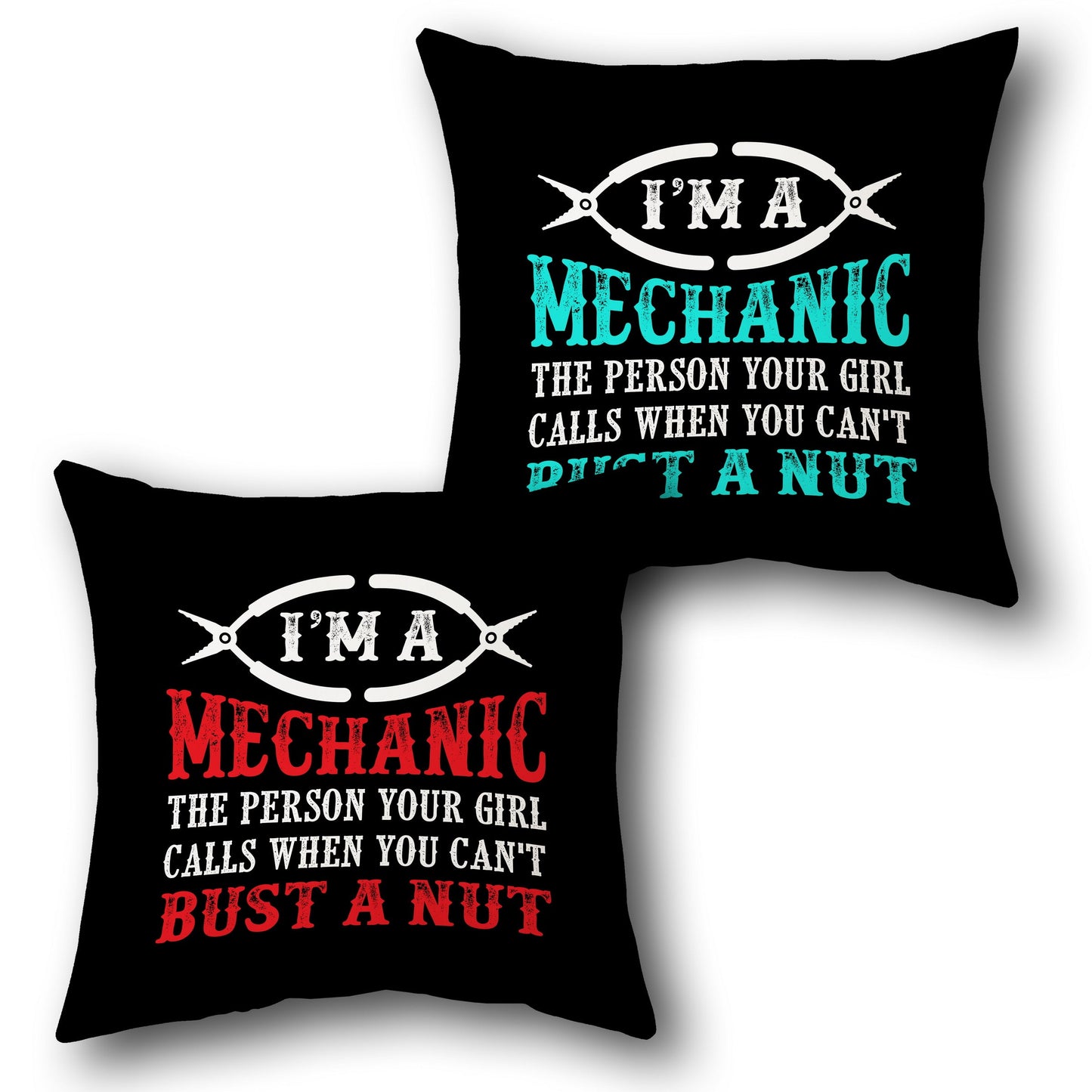 Mechanic Bust a Nut Cushion (Front & Back)