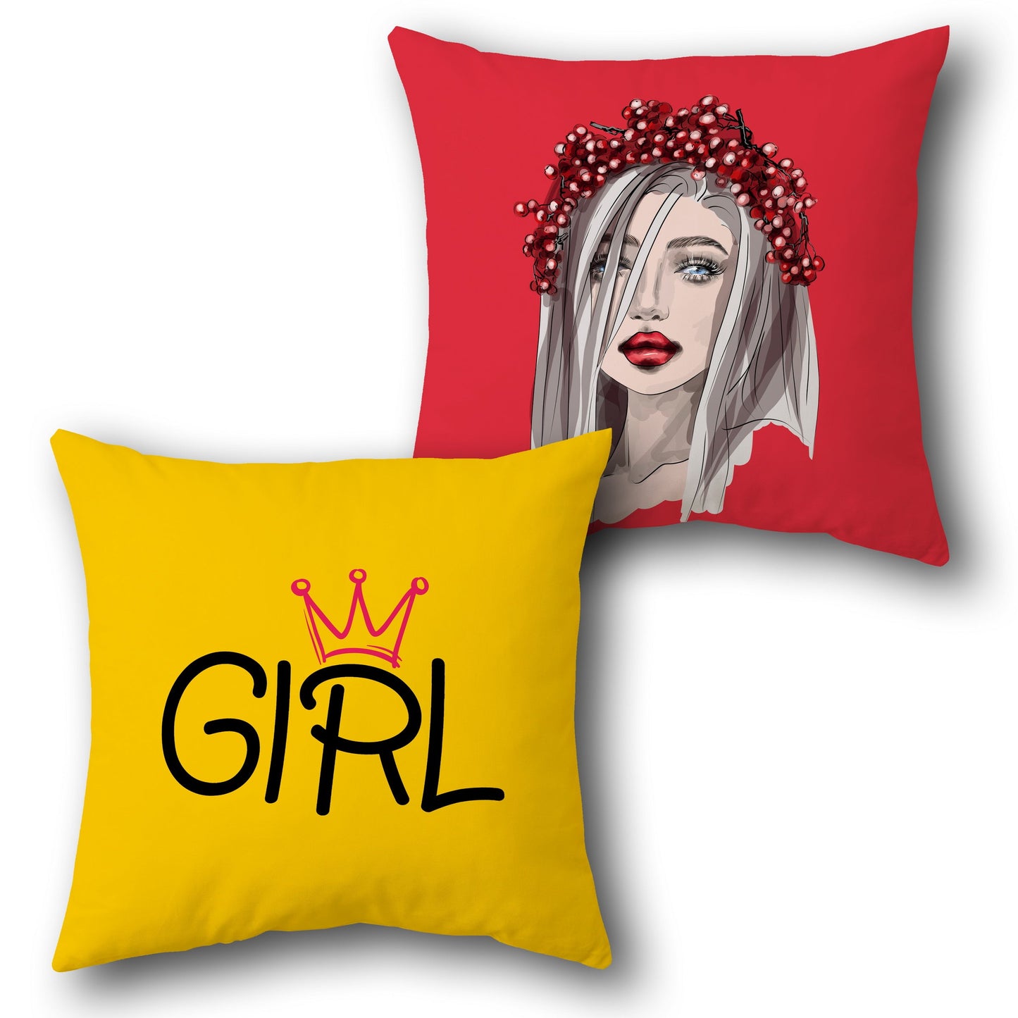 Girl Power Berry Crown Cushion (Front & Back)