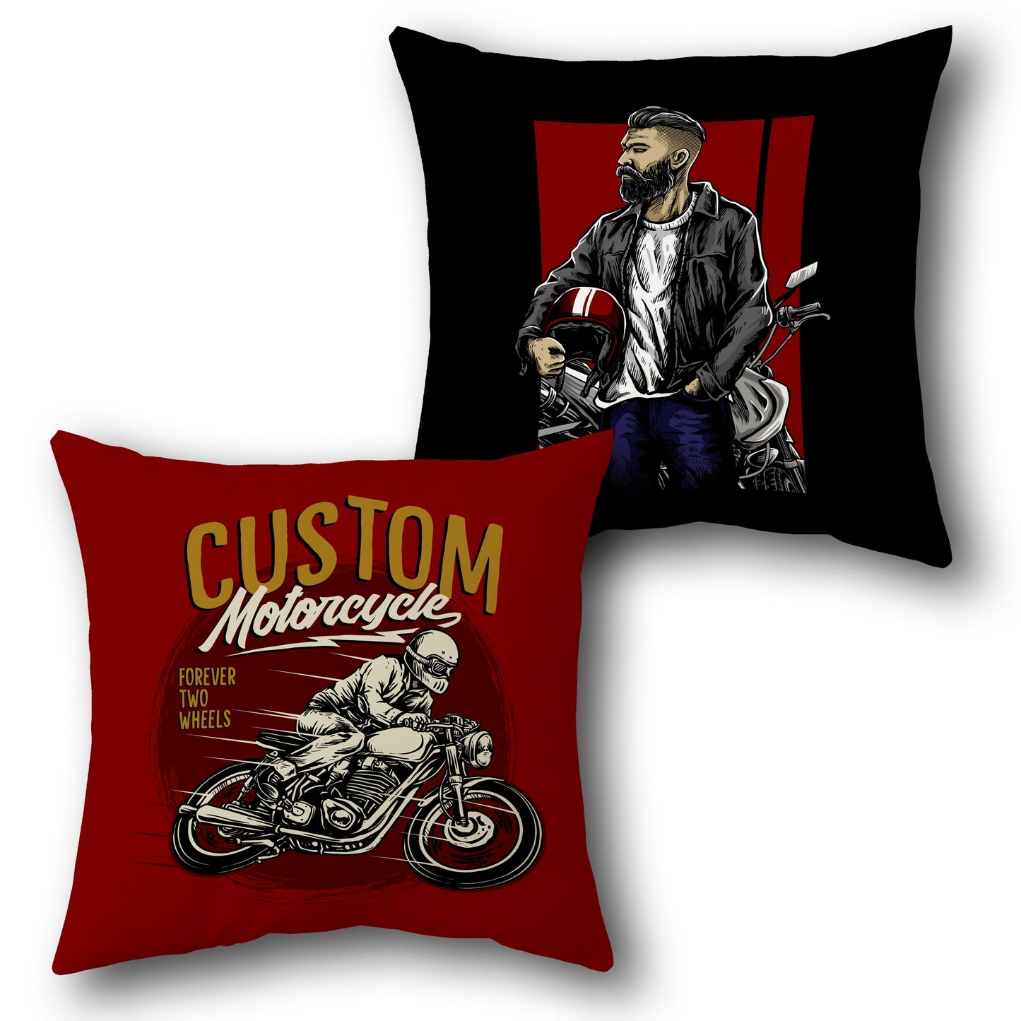 Red Black Custom Motorcycle Cushion (Front & Back)