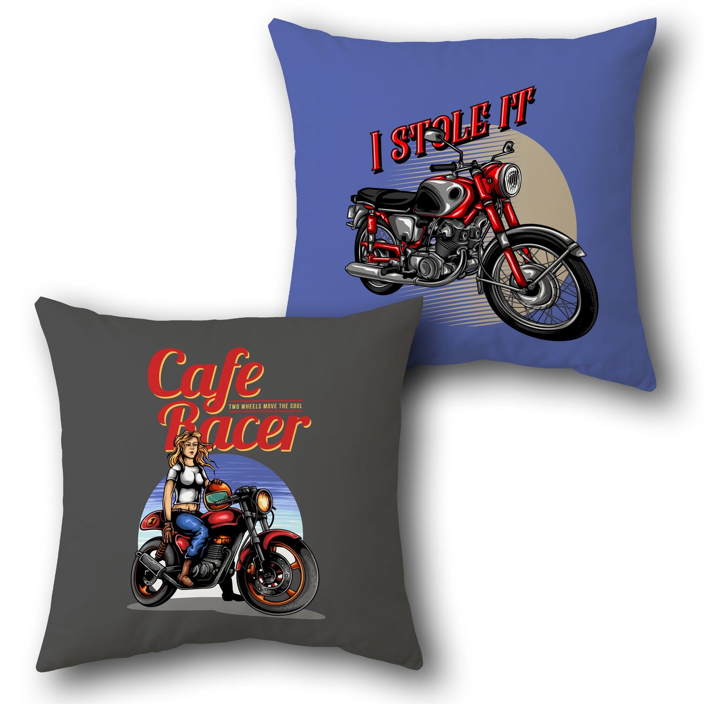 Gray Blue Cafe Racer Cushion (Front & Back)