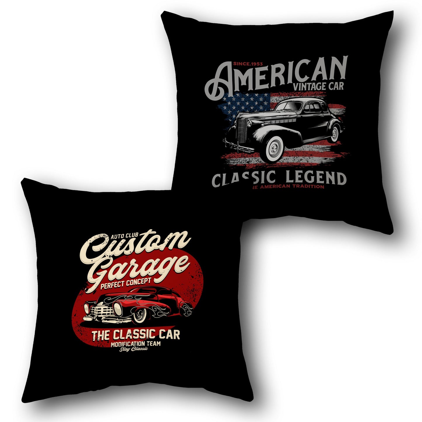 "American Vintage Car Cushion" (Front & Back Design)