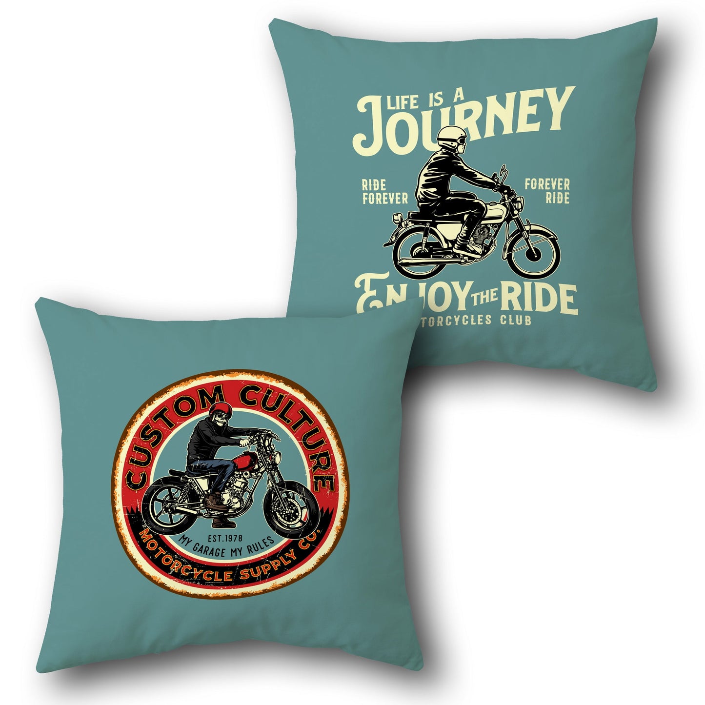 "Journey Rider Motorcycle Cushion" (Front & Back Design)