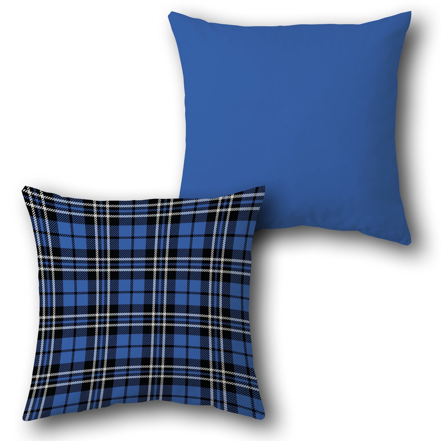 Blue Plaid Design Cushion Single (Front & Back)