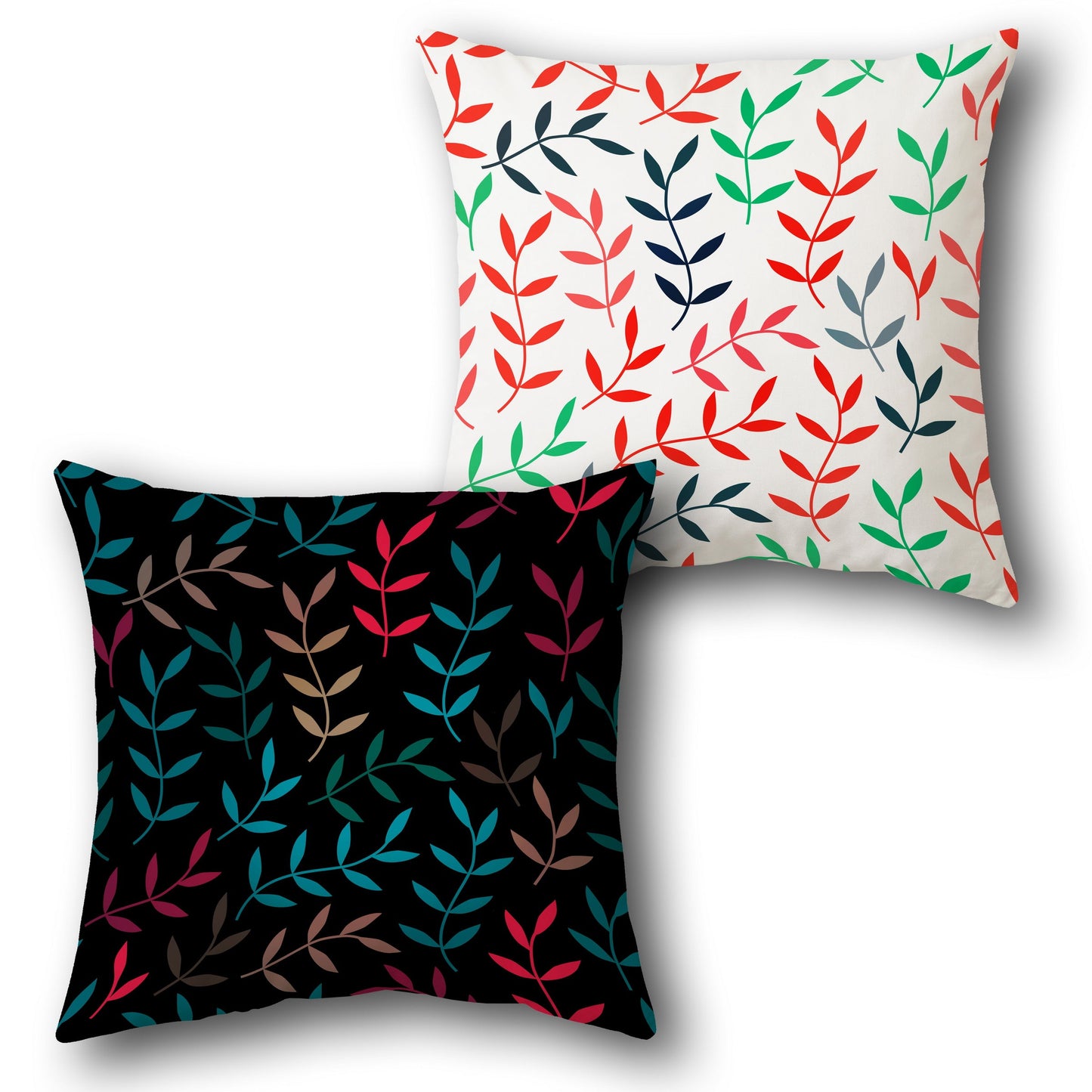 Vibrant Leaf Pattern Throw Design Cushion Single (Front & Back)