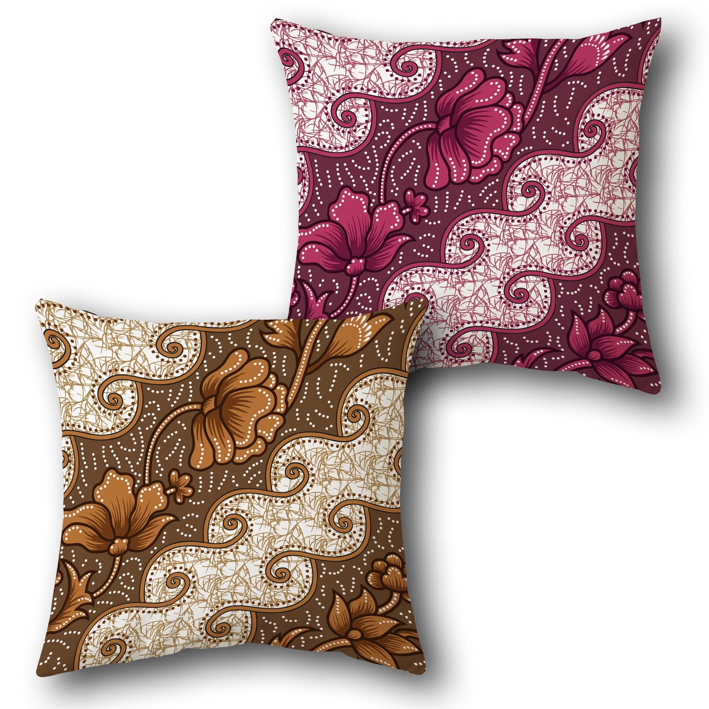 Batik-Inspired Floral Throw – Dual Color Edition Design Cushion Single (Front & Back)