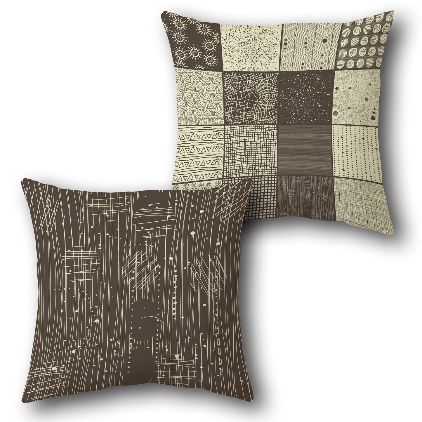 Patchwork Brown Abstract Cushion (Front & Back)