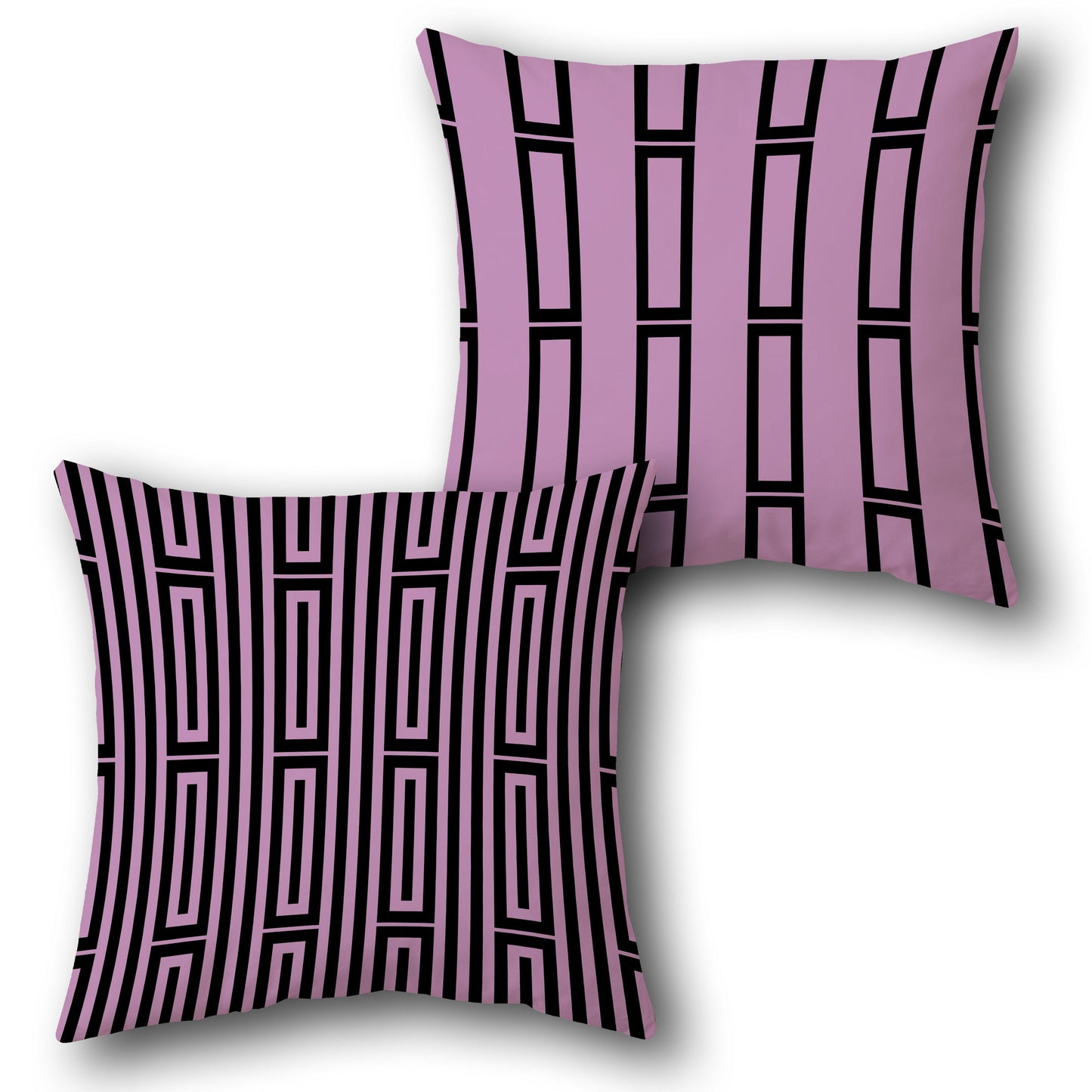 Striped Maze Pink Black Cushion (Front & Back)