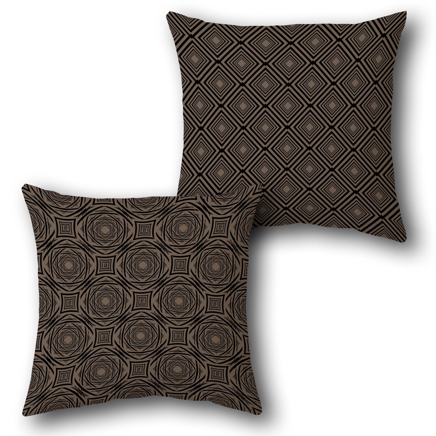 Brown Black Geometric Spiral Cushion (Front & Back)