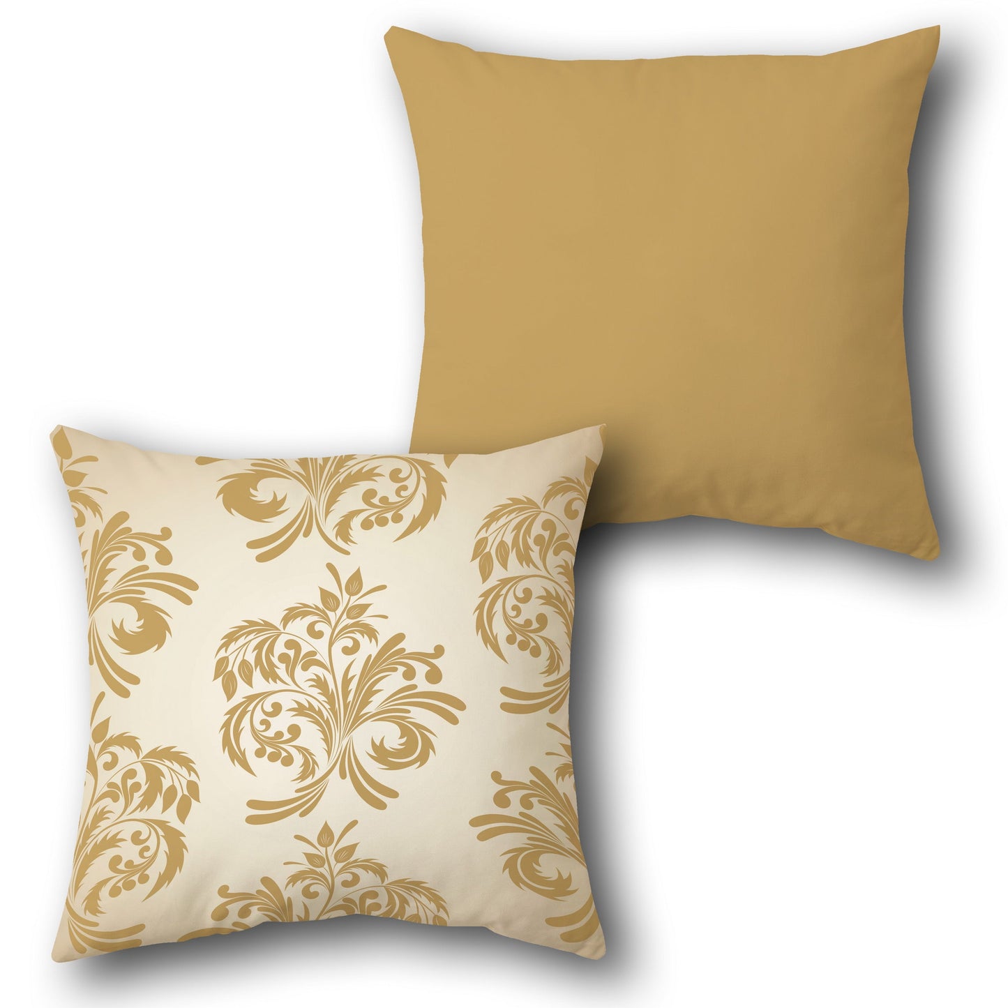 Cream-Gold Floral Elegance Cushion (Front & Back)