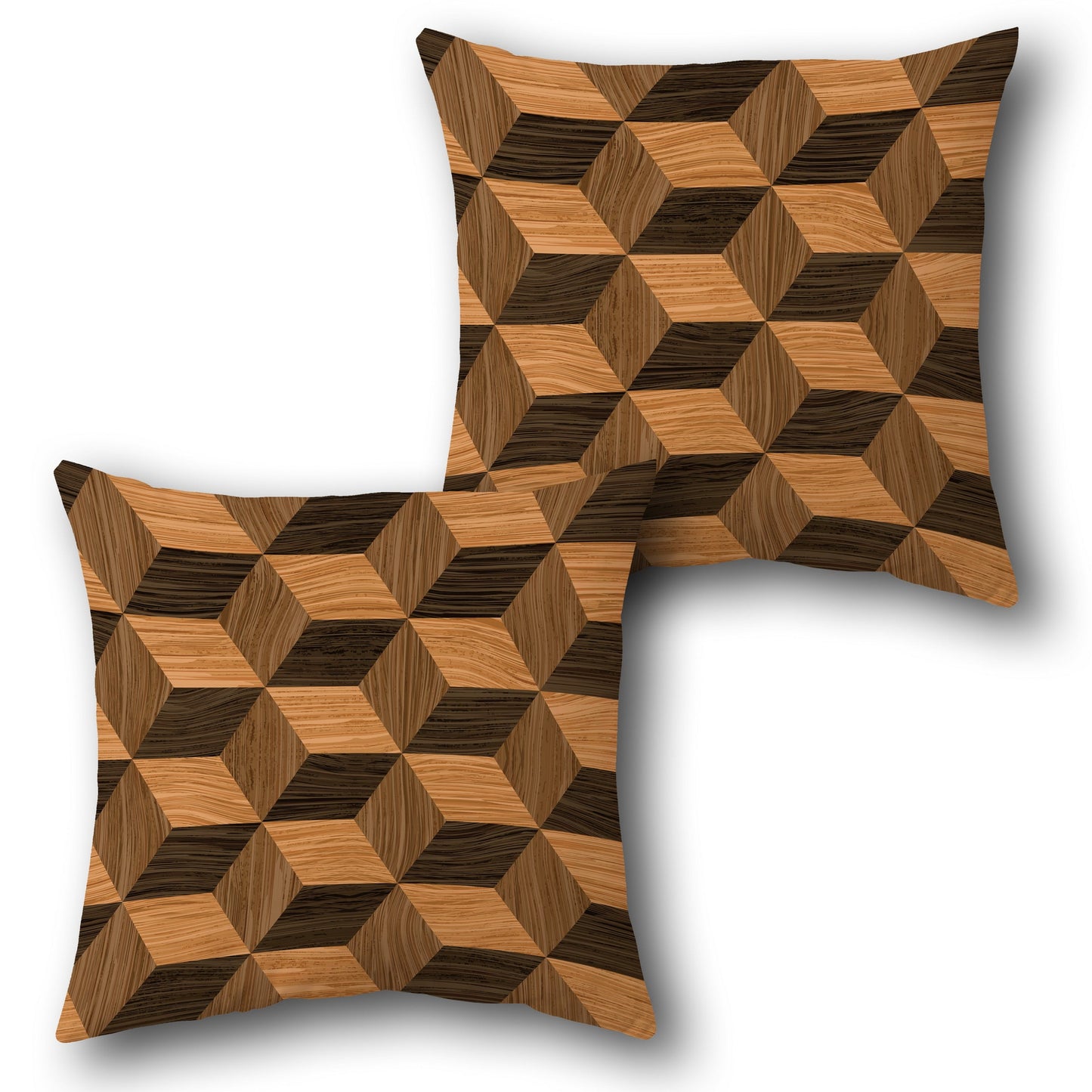 Geometric Woodgrain Cushion (Front & Back)