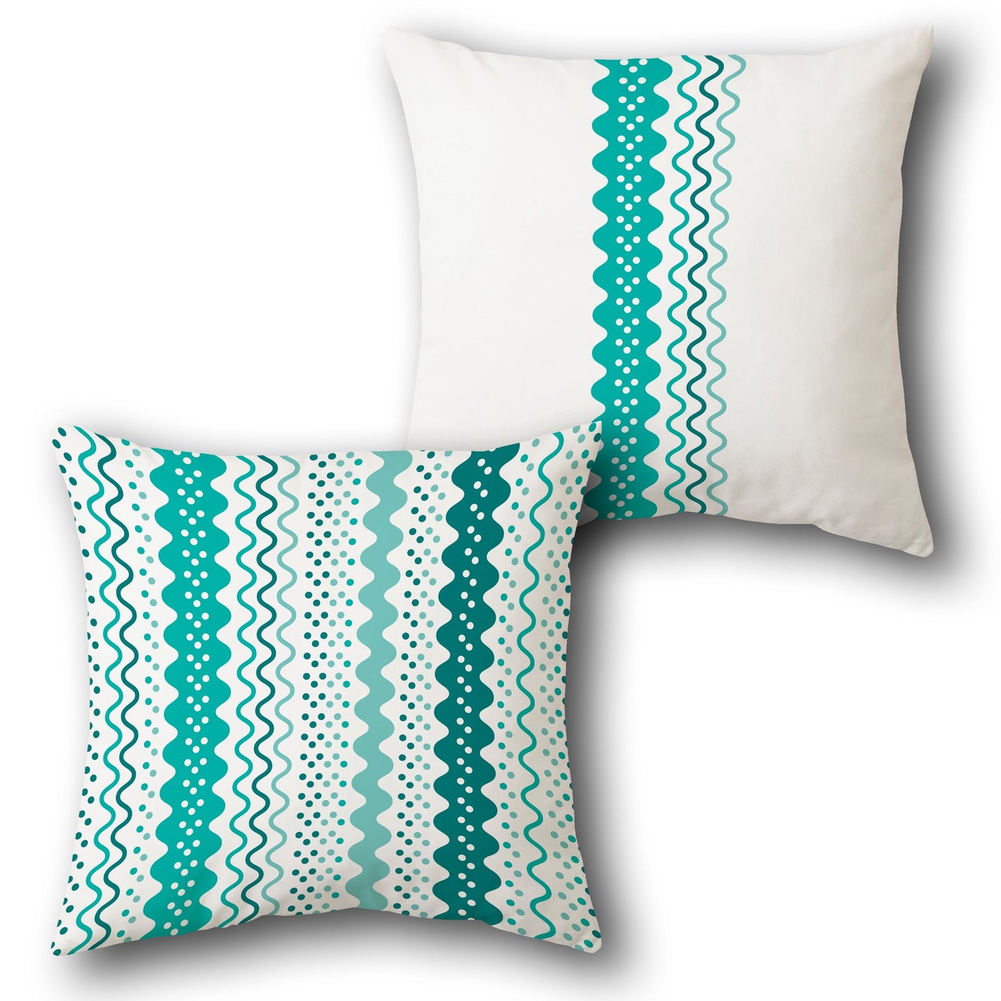 Teal Wave Dots Cushion (Front & Back)