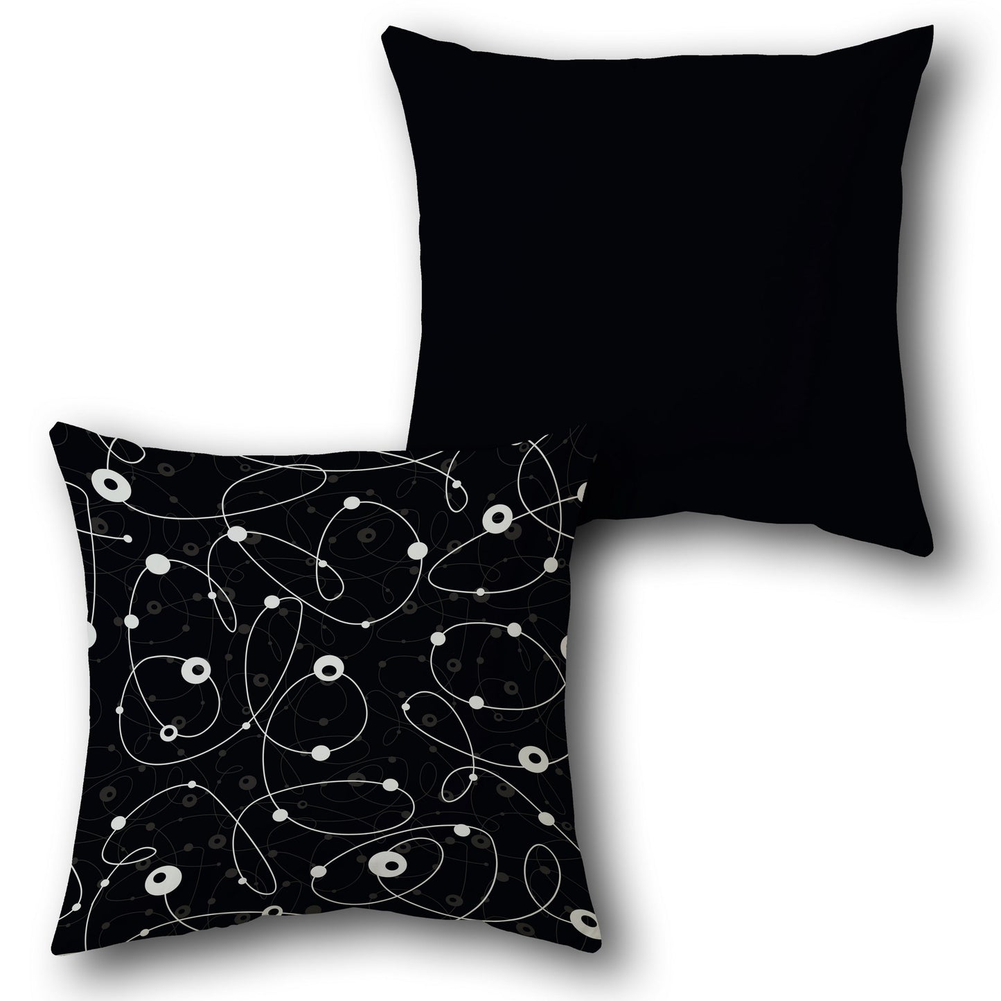 Black Orbital Swirl Cushion (Front & Back)