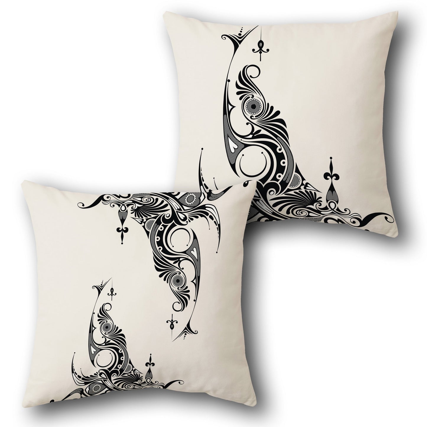 Cream Swirling Elegance Cushion (Front & Back)