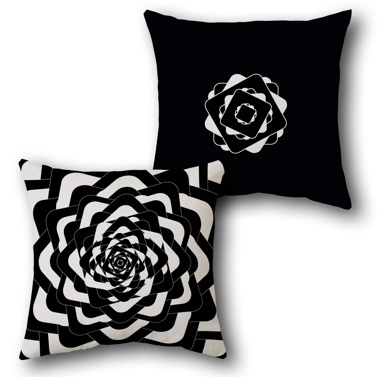 Black and White Geometric Petal Cushion (Front & Back)
