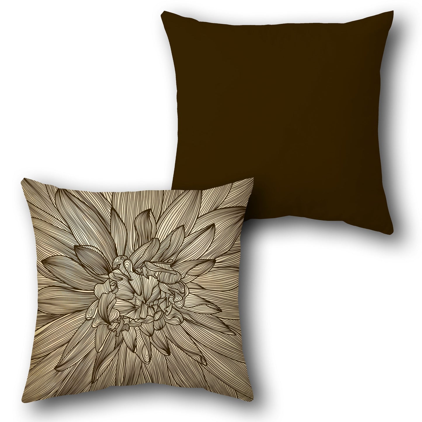 Beige-Brown Floral Burst Cushion (Front & Back)