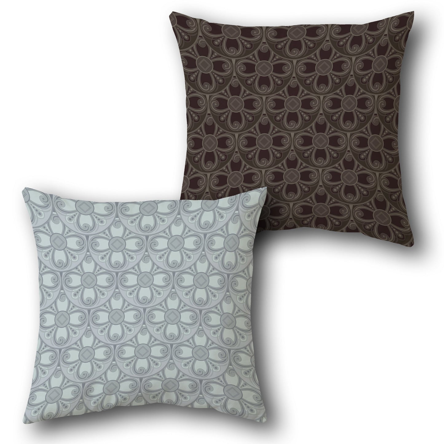 Brown-Gray Swirl Bloom Cushion (Front & Back)
