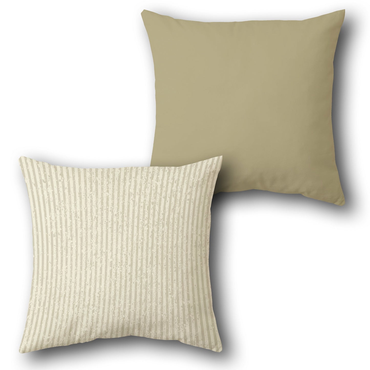 Beige-Khaki Rustic Stripe Cushion (Front & Back)