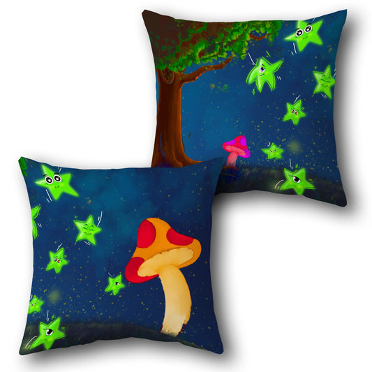Magical Mushroom Glow   Design Single Cushion (Front & Back)