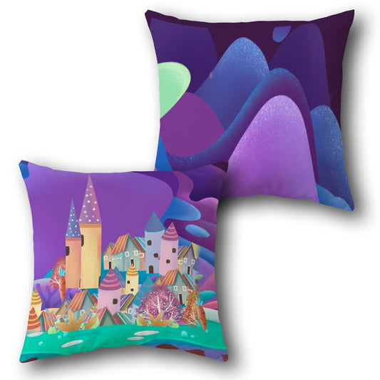 Fairy Tale Village   Design Single Cushion (Front & Back)