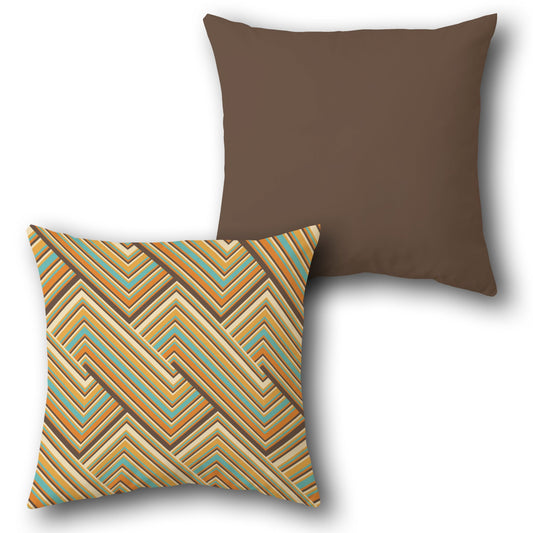 Retro Zigzag   Design Single Cushion (Front & Back)