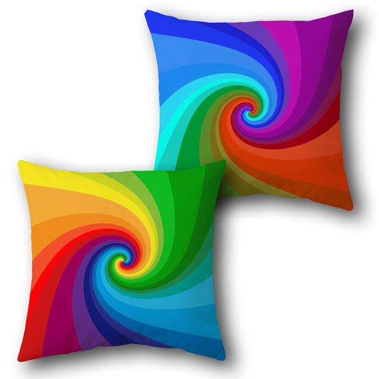Colorful Spiral   Design Single Cushion (Front & Back)