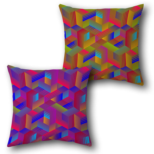 Vibrant Cube Illusion   Design Single Cushion (Front & Back)