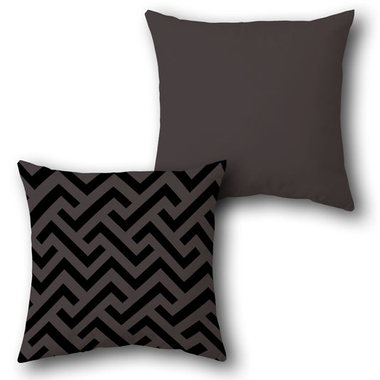 Charcoal Zigzag   Design Single Cushion (Front & Back)