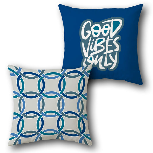 Good Vibes Only Printed   - Modern Typography & Geometric  Design Single Cushion (Front & Back)