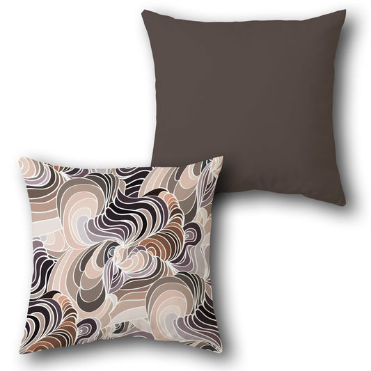 Earth Tones Abstract Swirl   - Neutral Modern Art   Design Single Cushion (Front & Back)