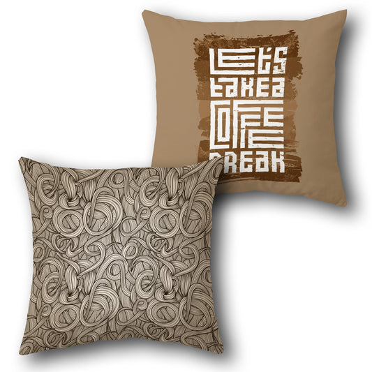 Coffee Break   - Abstract Line Art & Typography   Design Single Cushion (Front & Back)
