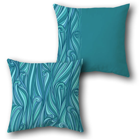 Ocean Wave Pattern  Design Single Cushion (Front & Back)