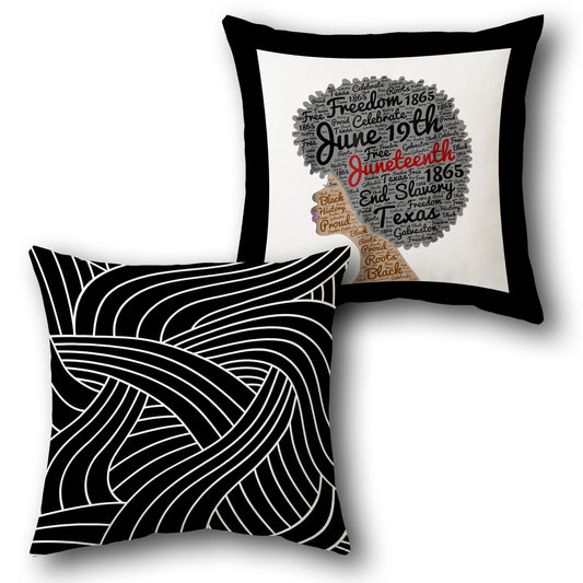 Juneteenth & Abstract Monochrome Throw   Design Single Cushion (Front & Back)