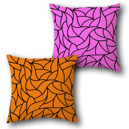 Bold Petal Pattern Throw   - Orange & Pink  Design Single Cushion (Front & Back)